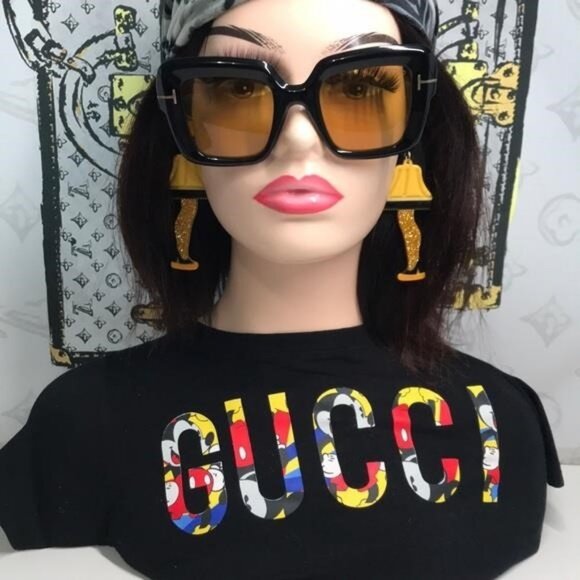 New Authentic Tom Ford TF1157 01E “Esme” Sunglasses – Shiny Black with Brown Len - Picture 6 of 12